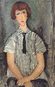 Amedeo Modigliani Young Woman in a Striped Blouse (mk39) china oil painting reproduction